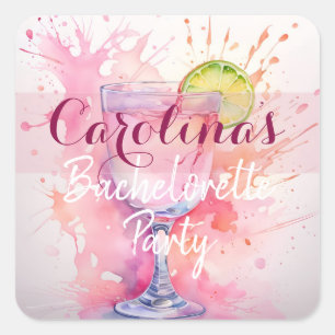 Adesivo Quadrado Esquadrão de Brilho de Nome Personalizado/Rosa de