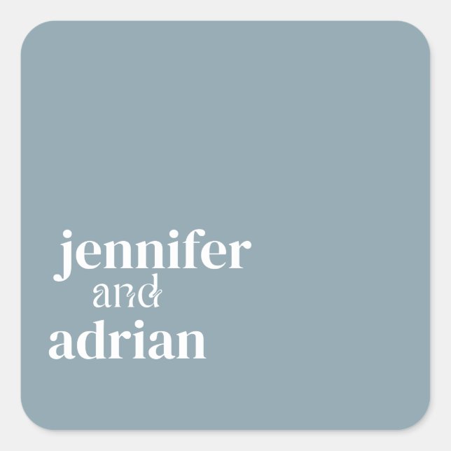 Adesivo Quadrado Esquadrão de Envelope Mínimo de Casamento Elegante (Frente)