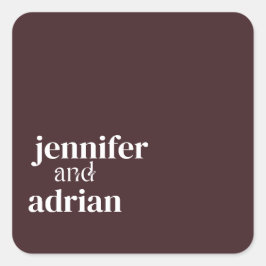 Adesivo Quadrado Esquadrão de Envelope Mínimo de Casamento Elegante