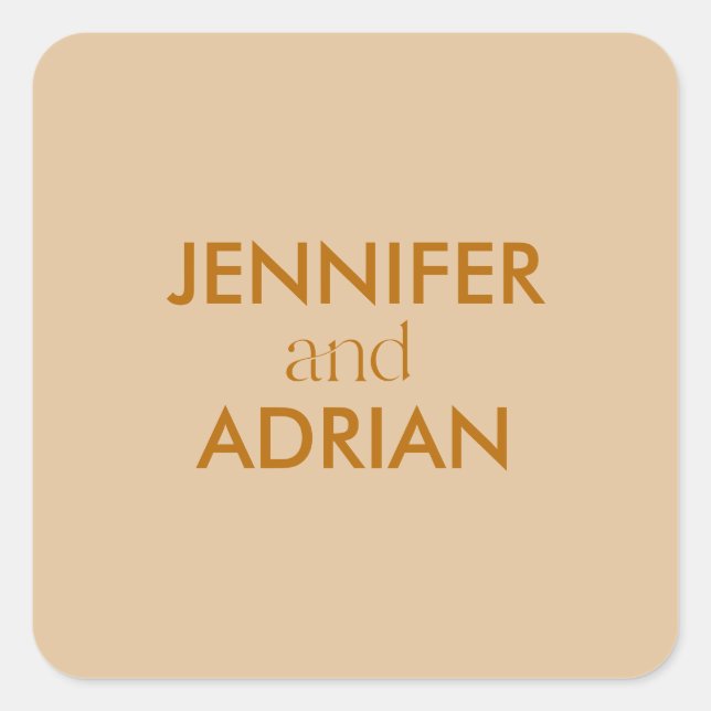 Adesivo Quadrado Esquadrão de Envelope Mínimo de Casamento Elegante (Frente)