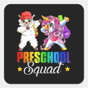 Adesivo Quadrado Esquadrão de Pré-Escolas Engraçado Dabbing Llama U