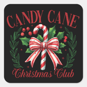 Adesivo Quadrado Esquadrão do Clube de Natal do Cane Candy Natal de