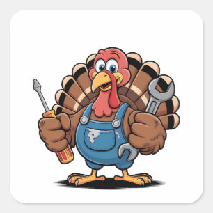 Adesivo Quadrado Esquadrão Mecânico Turquia Ação de Graças Gobbler