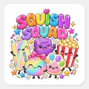 Adesivo Quadrado Esquadrão Squish Viral Squishies Pipoca Manteiga B
