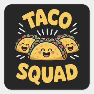 Adesivo Quadrado Esquadrão Taco - Tripulação Fiesta Divertida