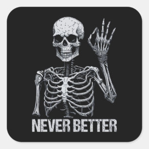 Adesivo Quadrado Esqueleto de Halloween - Nunca melhor
