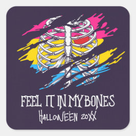 Adesivo Quadrado Esqueleto sobre Cores de Sinalizador Pansexuais Fu