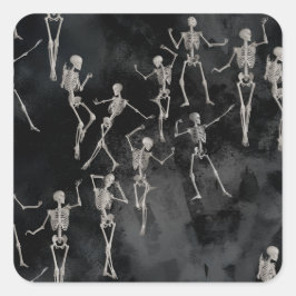 Adesivo Quadrado Esqueletos Dançantes Halloween