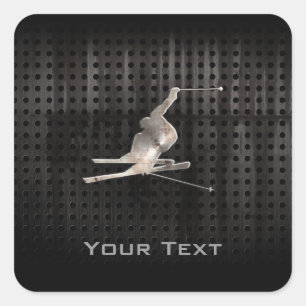 Adesivo Quadrado Esqui de neve; preto Legal