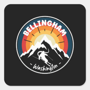 Adesivo Quadrado Esqui Em Bellingham Washington Vintage