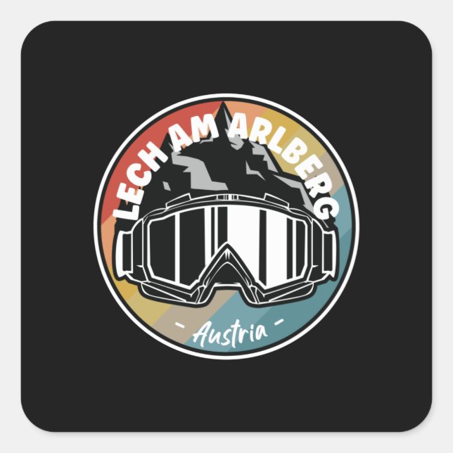 Adesivo Quadrado Esqui Em Lech am Arlberg Áustria (Frente)