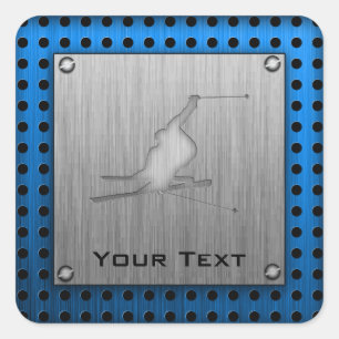 Adesivo Quadrado Esqui escovado da neve do Metal-olhar