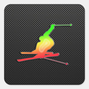 Adesivo Quadrado Esqui lustroso da neve