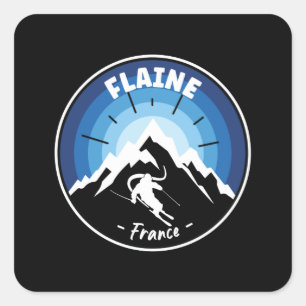 Adesivo Quadrado Esqui Na Flaine França Blue