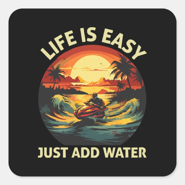 Adesivo Quadrado Esquiador de esqui de jato clássico (Frente)