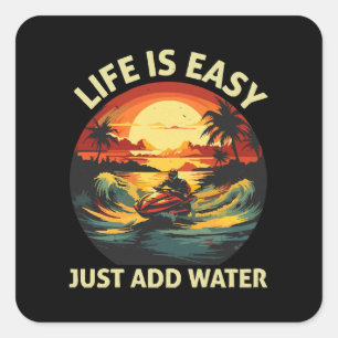 Adesivo Quadrado Esquiador de esqui de jato clássico