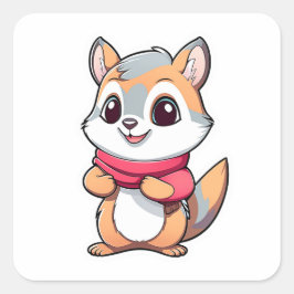 Adesivo Quadrado Esquilo animal adorável