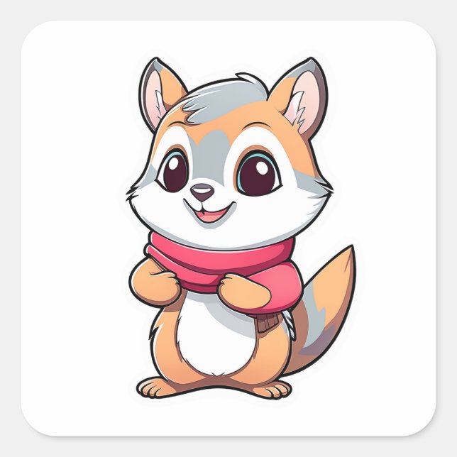 Adesivo Quadrado Esquilo animal adorável (Frente)