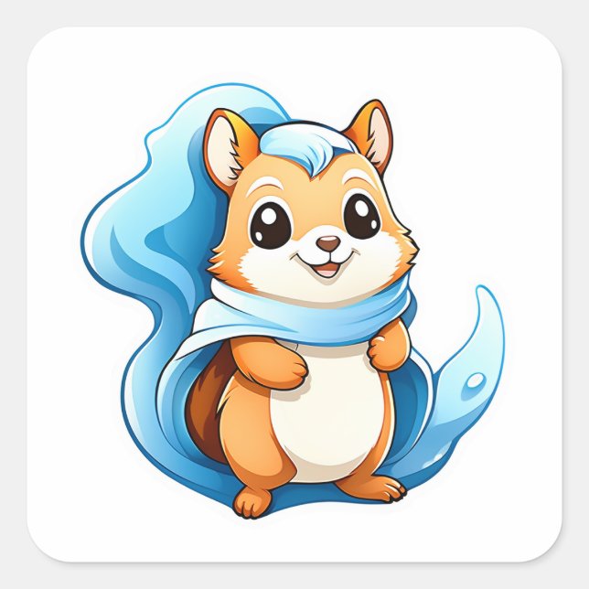 Adesivo Quadrado Esquilo animal adorável (Frente)