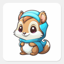 Adesivo Quadrado Esquilo animal adorável