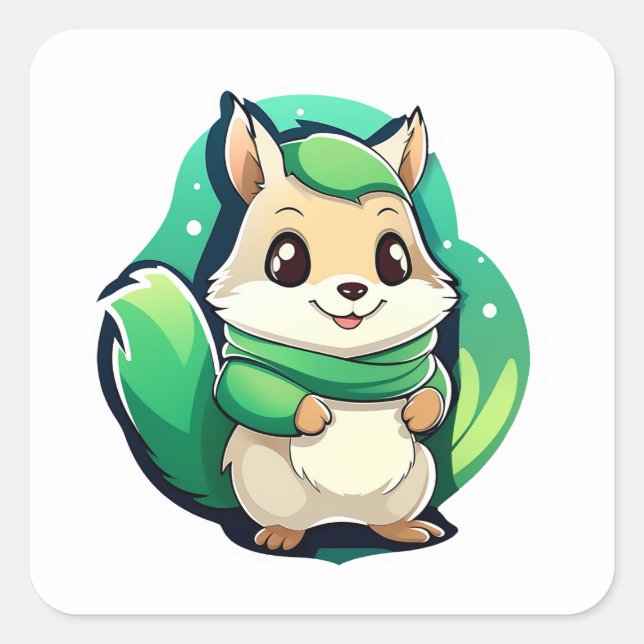 Adesivo Quadrado Esquilo animal adorável (Frente)