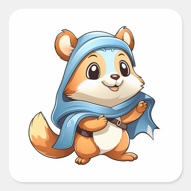 Adesivo Quadrado Esquilo animal adorável (Frente)