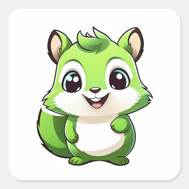 Adesivo Quadrado Esquilo animal adorável (Frente)