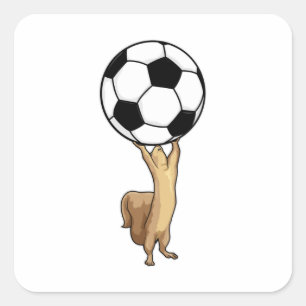 Adesivo Quadrado Esquilo com bola de futebol