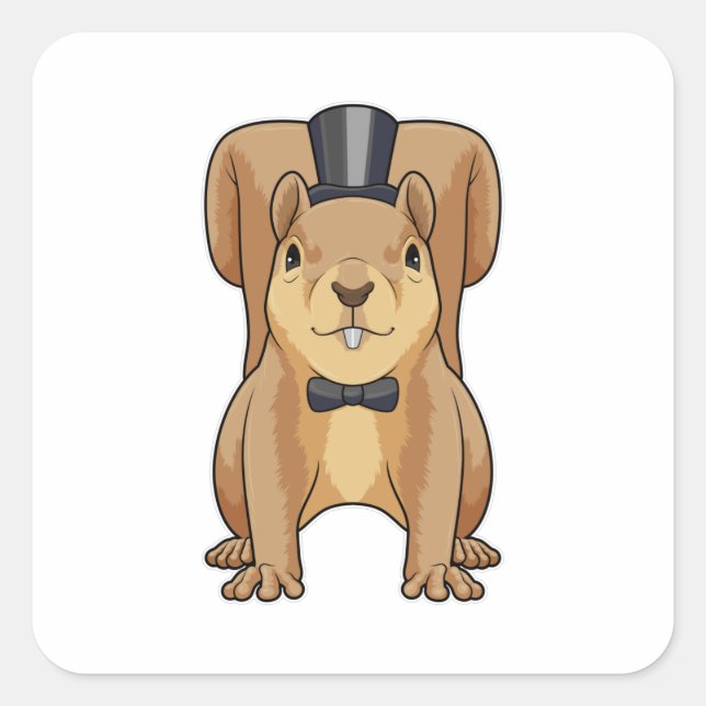 Adesivo Quadrado Esquilo como Noivo com Terno (Frente)