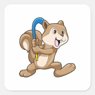 Adesivo Quadrado Esquilo no hóquei de campo com Stick