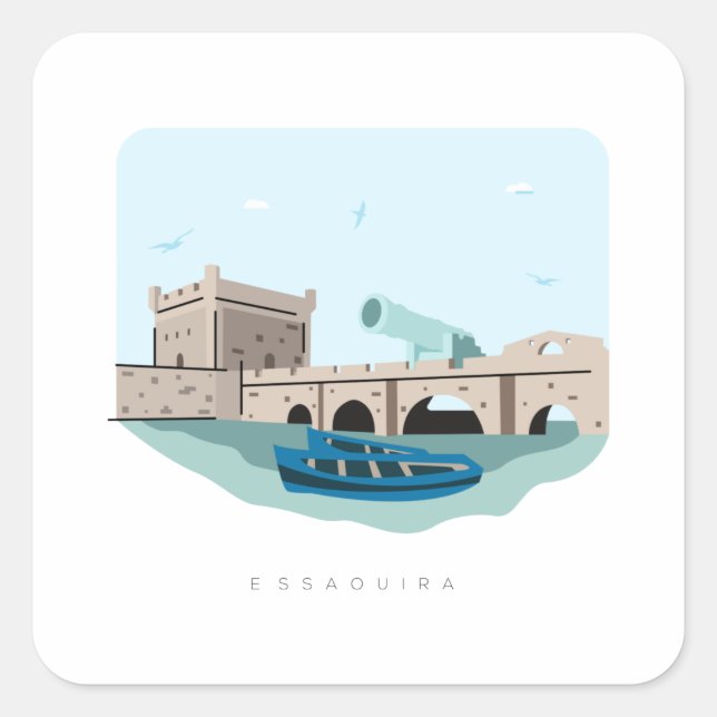 Adesivo Quadrado Essaouira morocco viagem Sticker - viagem de Marro (Frente)