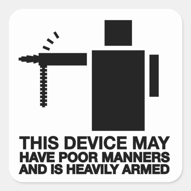Adesivo Quadrado Esse dispositivo pode ter maus modos e é muito (Frente)
