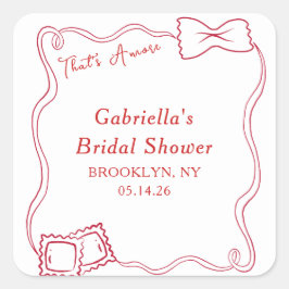 Adesivo Quadrado Esse é o Chá de panela Amore Drawn Pasta Itália