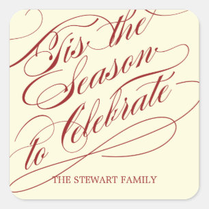 Adesivo Quadrado Esta É A Época De Presente De Feriado Da Época