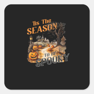 Adesivo Quadrado Esta É A Época De Spooky Queda De Halloween Retro