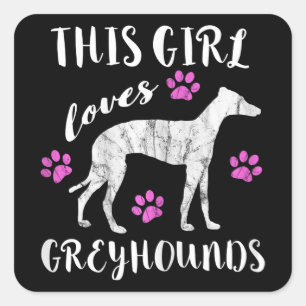 Adesivo Quadrado Esta Menina Ama Cachorro De Greyhounds Italiano