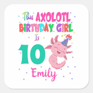 Adesivo Quadrado Esta Menina Axolotl é uma Salamandra Anfíbia