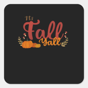 Adesivo Quadrado Está no outono Todos Os Pumpkins e Cogumelos Desi