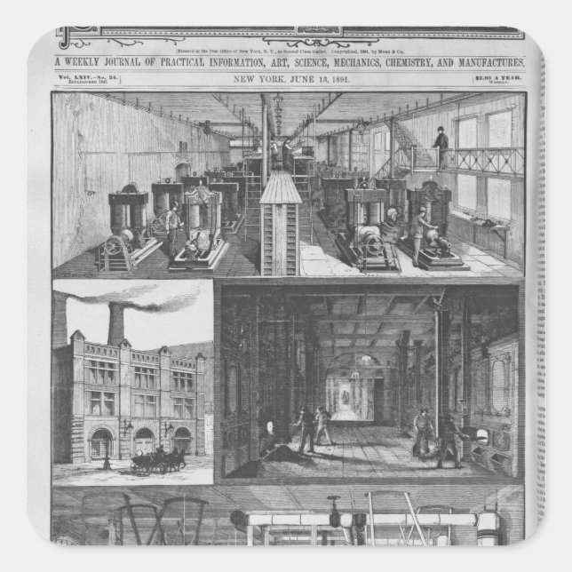 Adesivo Quadrado Estação de Iluminação Elétrica de Edison (Frente)