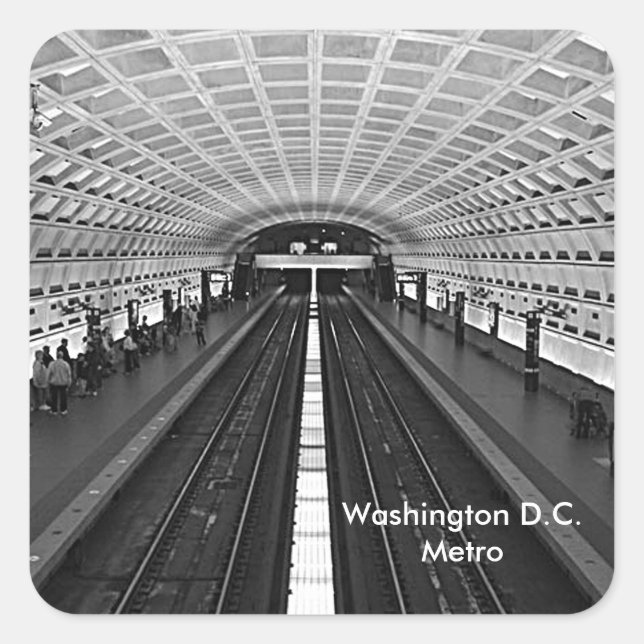 Adesivo Quadrado Estação de Washington olhando para os trilhos (Frente)
