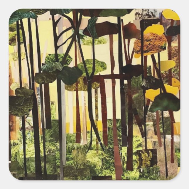 Adesivo Quadrado Estações II. Cortando Papel Por Therese Kramer (Frente)