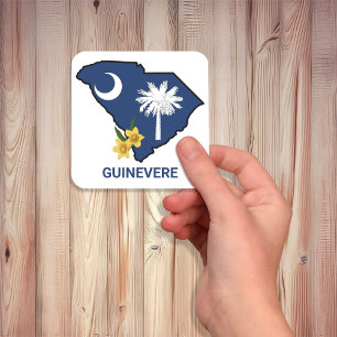 Adesivo Quadrado Estado da Carolina do Sul Flor Amarelo Amarelo Jes