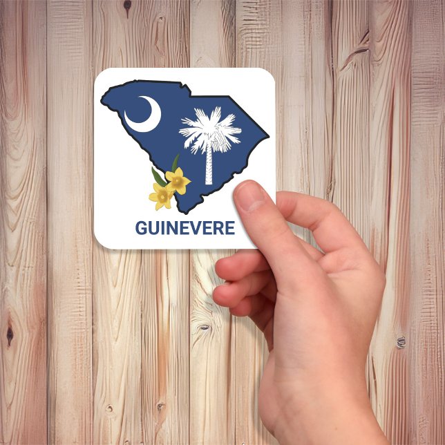 Adesivo Quadrado Estado da Carolina do Sul Flor Amarelo Amarelo Jes (Criador carregado)