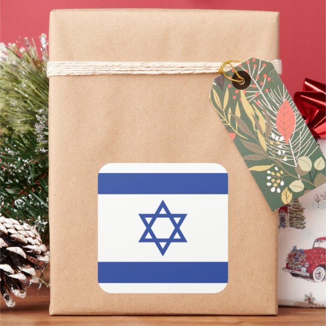 Adesivo Quadrado Estado de Israel Bandeira, Estrela do Judaísmo Dav (Feriado)