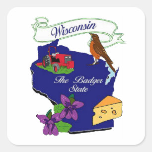 Adesivo Quadrado Estado de Wisconsin