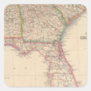 Adesivo Quadrado Estados de South Carolina, de Geórgia, e de