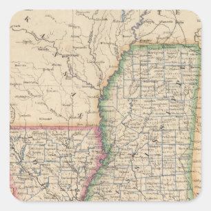 Adesivo Quadrado Estados do Mississippi e da Louisiana