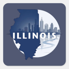 Adesivo Quadrado Estados Unidos da América do Illinois