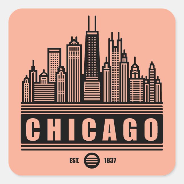 Adesivo Quadrado Estados Unidos de Chicago Illinois (Frente)