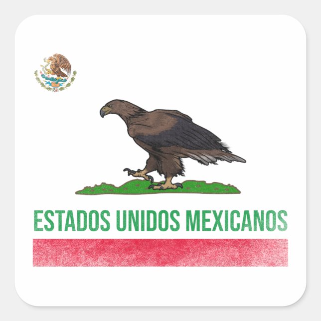 Adesivo Quadrado Estados Unidos Mexicanos - México e Califórnia (Frente)